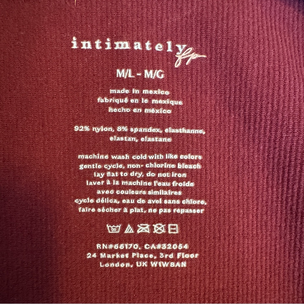 Free People Intimately Burgundy Mesh Sleeve Crop Top M/L - Picture 4 of 6